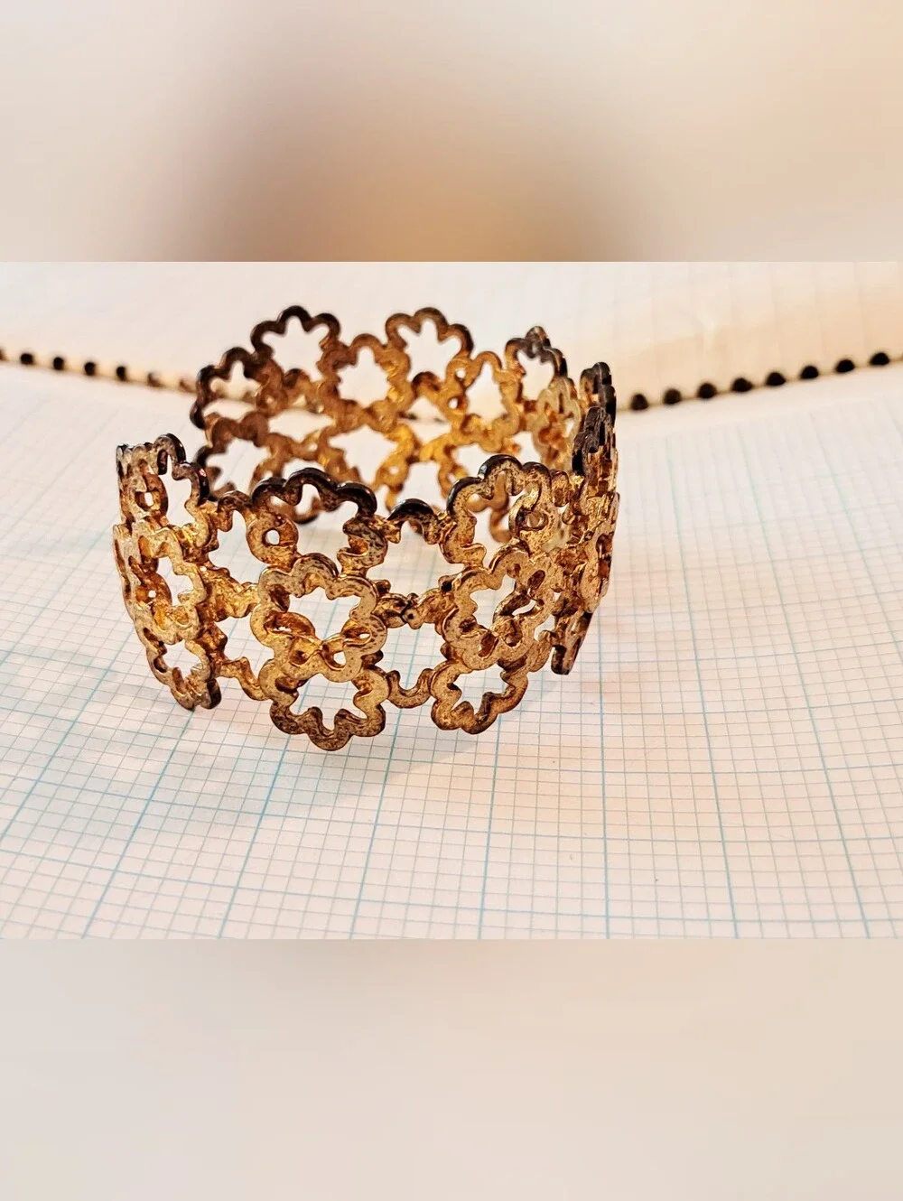 Gold Floral Link Cuff Bracelet - Women Accessories
